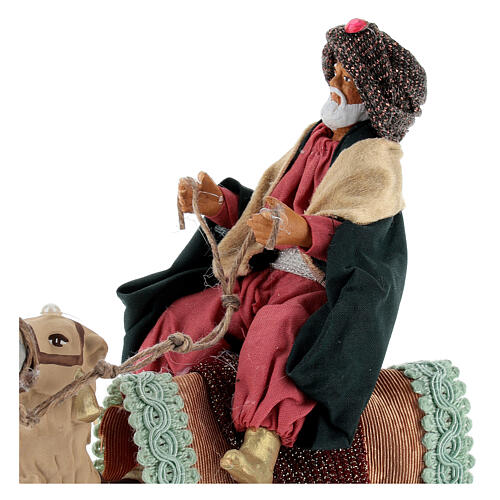 Wise Man with white beard on a camel for 10 cm Neapolitan Nativity Scene 10x10 cm 2
