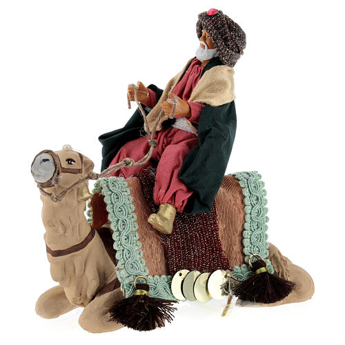 Wise Man with white beard on a camel for 10 cm Neapolitan Nativity Scene 10x10 cm 3