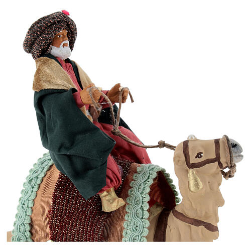 Wise Man with white beard on a camel for 10 cm Neapolitan Nativity Scene 10x10 cm 4