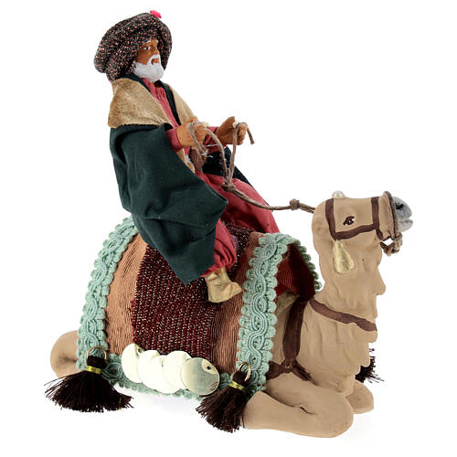 Wise Man with white beard on a camel for 10 cm Neapolitan Nativity Scene 10x10 cm 5