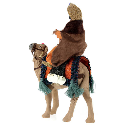 Rey Mago en camello barba marrón belén napolitano 10 cm 20x10 4
