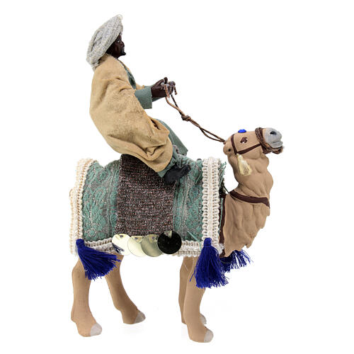 Heiliger König auf einem Kamel, neapolitanischer Stil, für 10 cm Krippe, 20x10 cm 1