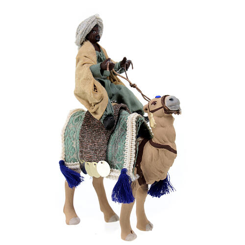 Moor Wise Man on a camel for 10 cm Neapolitan Nativity Scene 20x10 cm 3