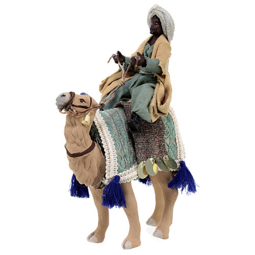 Moor Wise Man on a camel for 10 cm Neapolitan Nativity Scene 20x10 cm 4