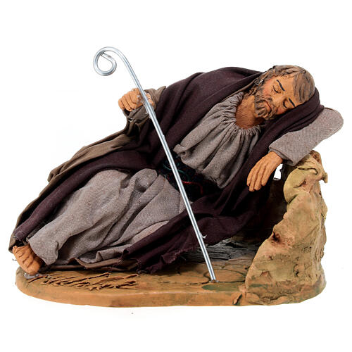 Saint Joseph sleeping on a rock for 14 cm Neapolitan Nativity Scene 10x10 cm 1