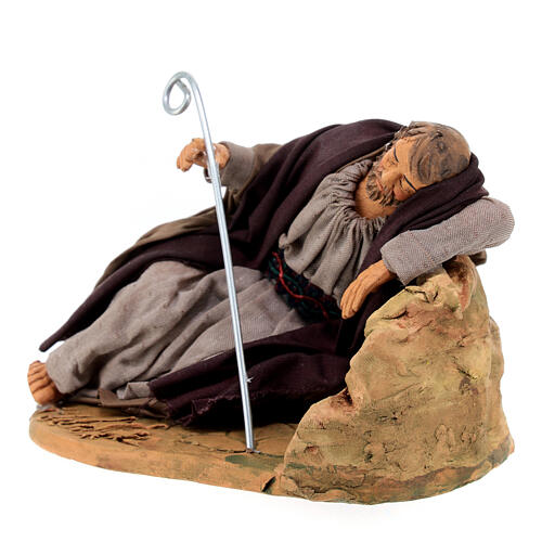 Saint Joseph sleeping on a rock for 14 cm Neapolitan Nativity Scene 10x10 cm 2