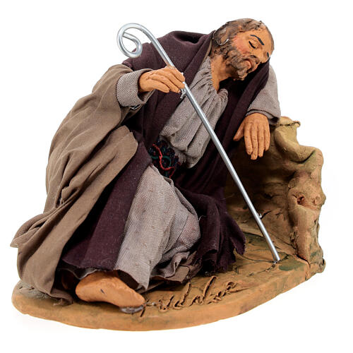 Saint Joseph sleeping on a rock for 14 cm Neapolitan Nativity Scene 10x10 cm 3