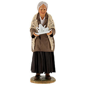 Mujer anciana con bandeja y café belén napolitano 30 cm 25x10x10