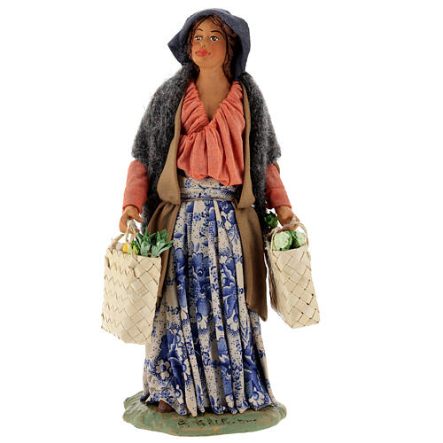 Woman with bags for 24 cm Neapolitan Nativity Scene 25x10x10 cm 1