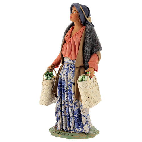 Woman with bags for 24 cm Neapolitan Nativity Scene 25x10x10 cm 3