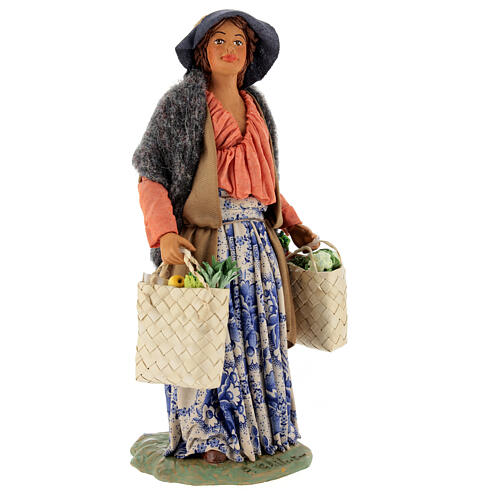 Woman with bags for 24 cm Neapolitan Nativity Scene 25x10x10 cm 4