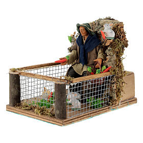 Rabbit breeder fence animated Neapolitan nativity scene 12 cm 15x10x15