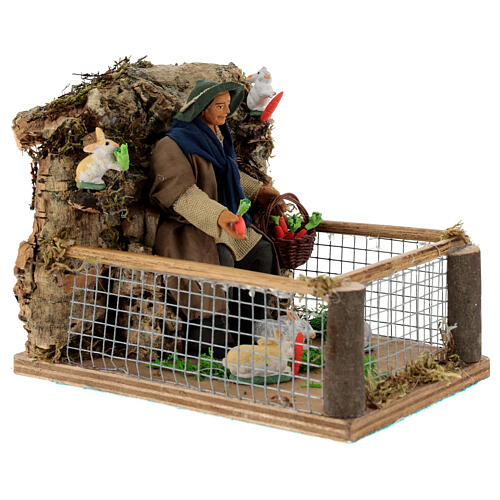 Rabbit breeder fence animated Neapolitan nativity scene 12 cm 15x10x15 3