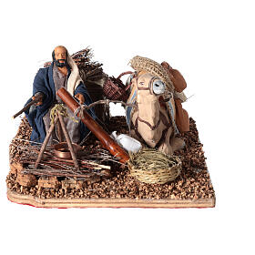 Camel driver illuminated campfire animated Neapolitan nativity 10 cm 10x15x20