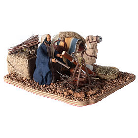 Camel driver illuminated campfire animated Neapolitan nativity 10 cm 10x15x20