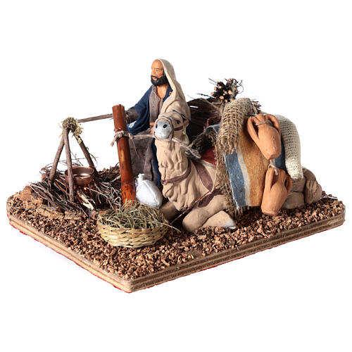 Camel driver illuminated campfire animated Neapolitan nativity 10 cm 10x15x20 3