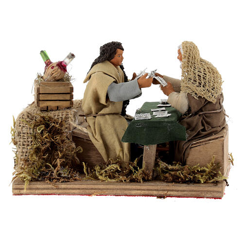 Men playing cards for 10 cm animated Neapolitan Nativity Scene 10x10x15 cm 1