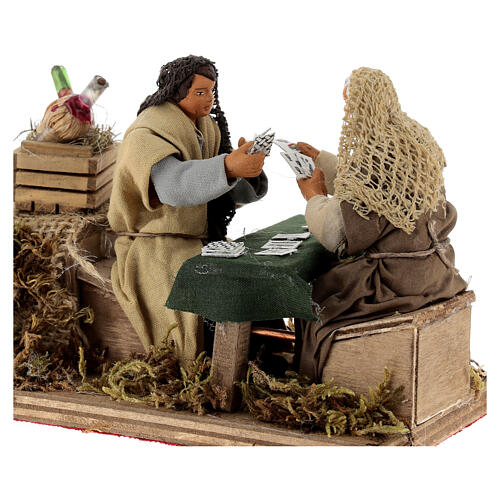 Men playing cards for 10 cm animated Neapolitan Nativity Scene 10x10x15 cm 2