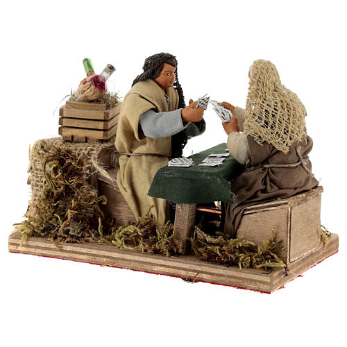 Men playing cards for 10 cm animated Neapolitan Nativity Scene 10x10x15 cm 3