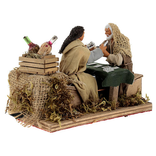 Men playing cards for 10 cm animated Neapolitan Nativity Scene 10x10x15 cm 4
