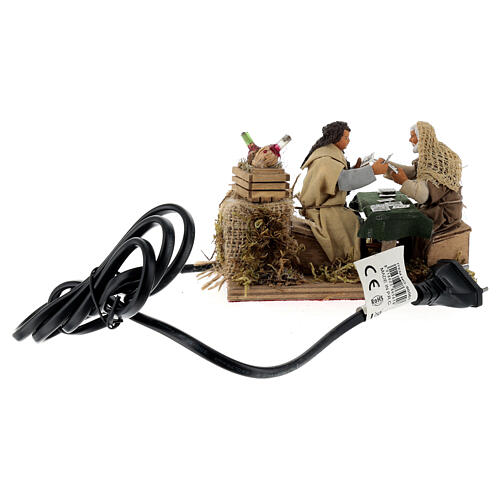 Men playing cards for 10 cm animated Neapolitan Nativity Scene 10x10x15 cm 5