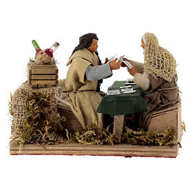 Two card players for animated nativity scene 10 cm 10x10x15