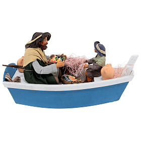 Vater und Sohn im Boot Neapolitanische Krippe 24 cm, 20x35x15 cm