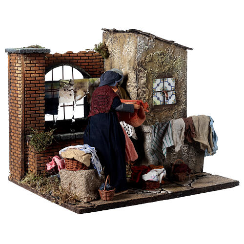 Scene washerwomen with animated fountain for nativity scene 30 cm 35x45x35 4