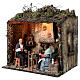 Escena de la comida niño chimenea iluminada belén 30 cm 60x50x40 s3