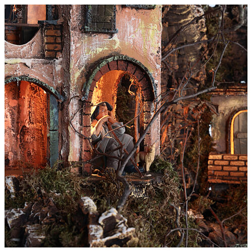 Pueblo Natividad iluminado belén napolitano 12 cm 105x85x60 8
