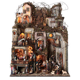 Borgo Natività illuminato presepe napoletano 12 cm 105x85x60