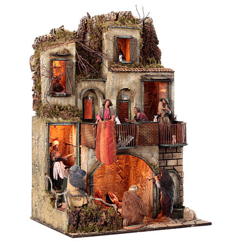 Village with fountain, lights and kitchen 130x80x60 cm for 24-30 cm Neapolitan Nativity Scene 7