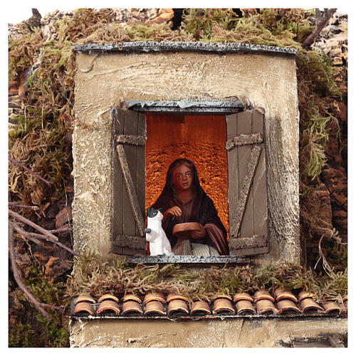 Village with fountain, lights and kitchen 130x80x60 cm for 24-30 cm Neapolitan Nativity Scene 9