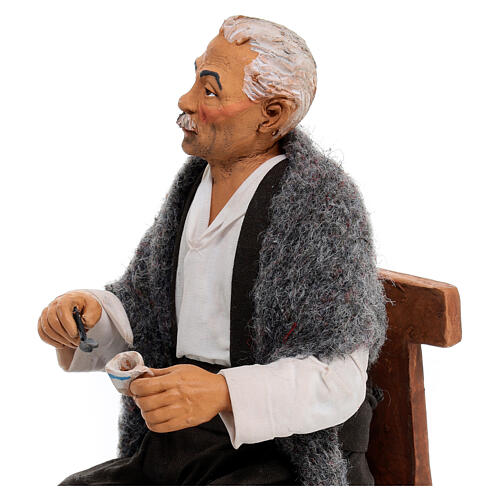 Eduardo de Filippo pijący kawę, figurka do szopki neapolitańskiej, 30 cm 5