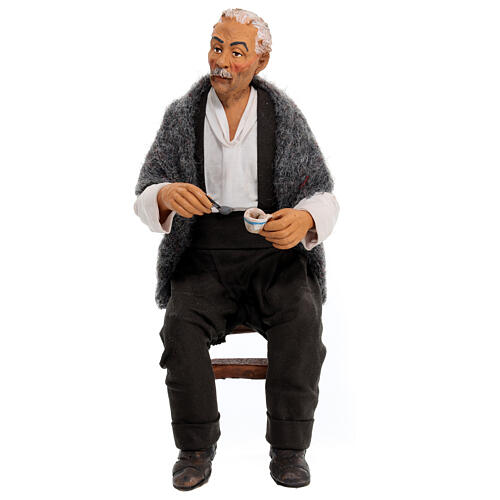Eduardo de Filippo bebendo um café para presépio napolitano de 30 cm 1