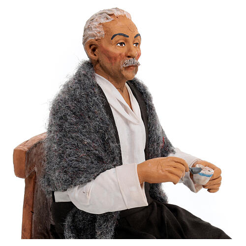 Eduardo de Filippo bebendo um café para presépio napolitano de 30 cm 2