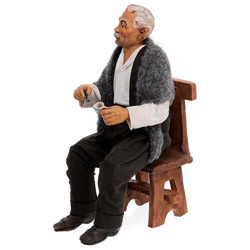 Eduardo de Filippo bebendo um café para presépio napolitano de 30 cm 3