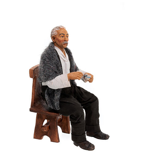 Eduardo de Filippo bebendo um café para presépio napolitano de 30 cm 4