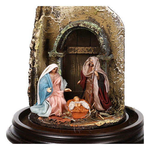 Bell jar with Nativity Scene 15x15 cm for 6 cm Neapolitan Nativity Scene 2