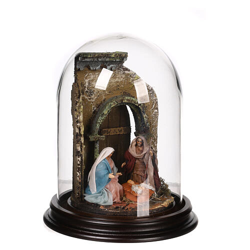 Bell jar with Nativity Scene 15x15 cm for 6 cm Neapolitan Nativity Scene 3