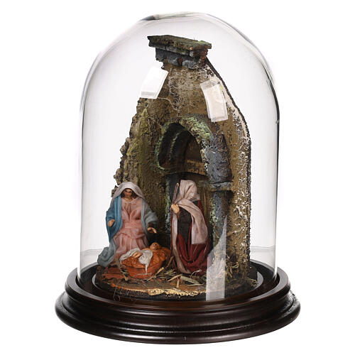 Bell jar with Nativity Scene 15x15 cm for 6 cm Neapolitan Nativity Scene 4