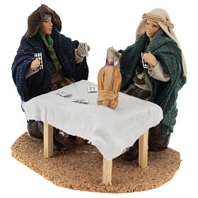 Card players at the table for 12 cm Neapolitan Nativity Scene
