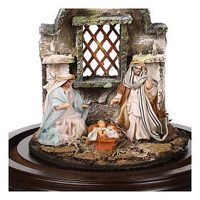 Nativity in a bell jar 20x20 cm for 6 cm Neapolitan Nativity Scene