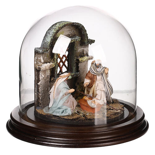 Nativity in a bell jar 20x20 cm for 6 cm Neapolitan Nativity Scene 4