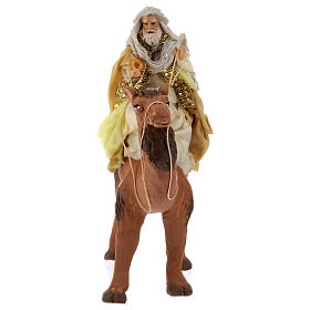 White Wise Man on his camel for 12 cm Neapolitan Nativity Scene