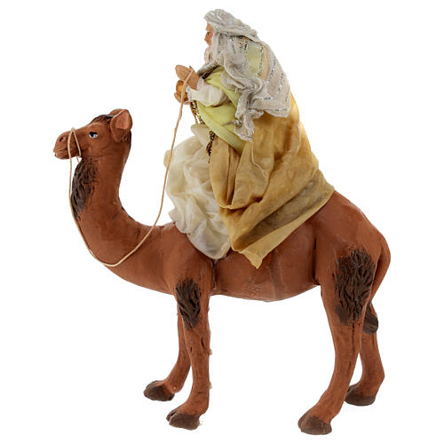 White Wise Man on his camel for 12 cm Neapolitan Nativity Scene 1