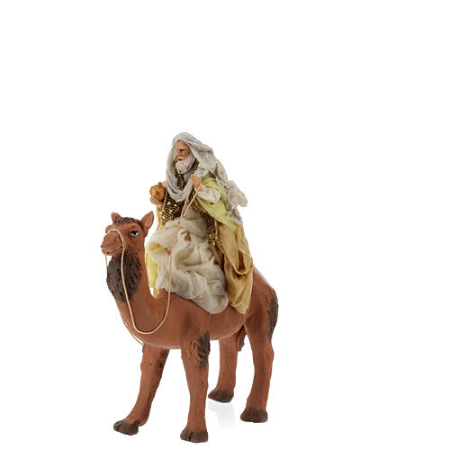 White Wise Man on his camel for 12 cm Neapolitan Nativity Scene 3