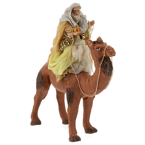 White Wise Man on his camel for 12 cm Neapolitan Nativity Scene 4