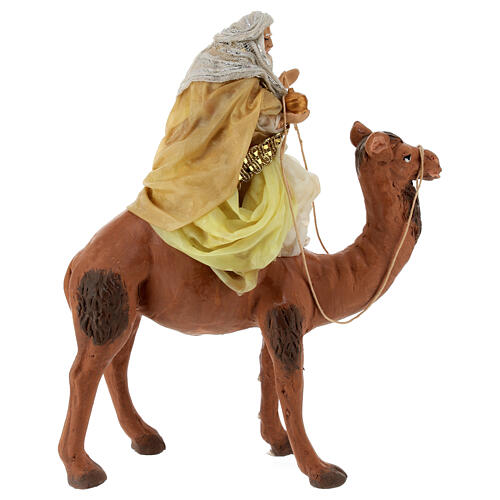 White Wise Man on his camel for 12 cm Neapolitan Nativity Scene 5