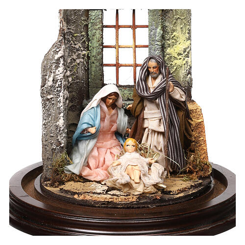 Bell jar with Nativity of 8 cm forNeapolitan Nativity Scene 25x20 cm 2